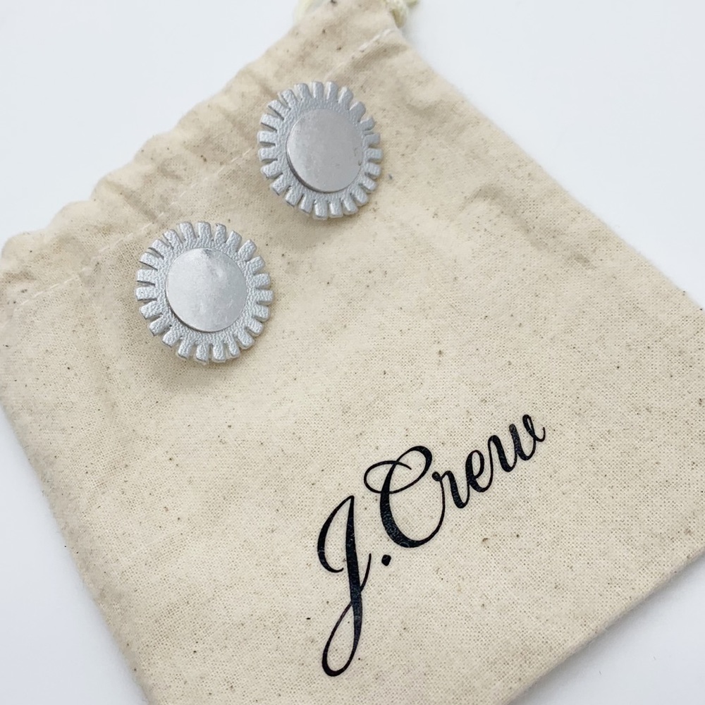 J. Crew Mini Silver Faux Leather Disc Earrings